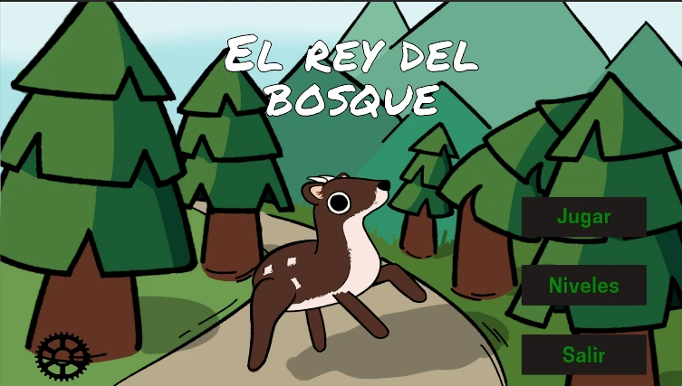 simongbn-El-rey-del-bosque-menu-principal Menú principal interactivo de El Rey del Bosque con opciones de Jugar, Niveles y Salir.